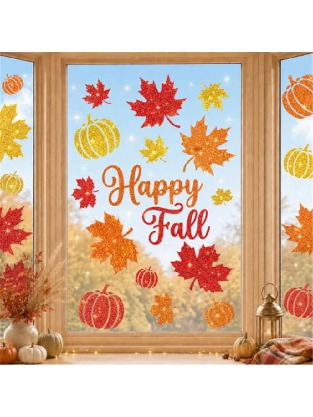 34 Pcs Fall Window Clings Autumn Thanksgiving Window Stickers Decals Decor